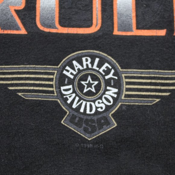 Vintage Harley Davidson Fat Boys Rule Black Short Sleeve Moto T Shirt Top sz L - Picture 2 of 4